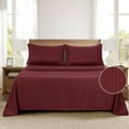thumbnail image 3 of Mainstays Super Soft Brushed Microfiber Bed Sheet Set, Luscious Red Merlot Embossed Stripe, Queen, 4 Piece, 3 of 13