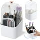 thumbnail image 3 of Soporte cuadrado para brochas de maquillaje, contenedor giratorio de 360 ​​grados para brochas de maquillaje, soporte de maquillaje impermeable con tapa (blanco), 3 of 5