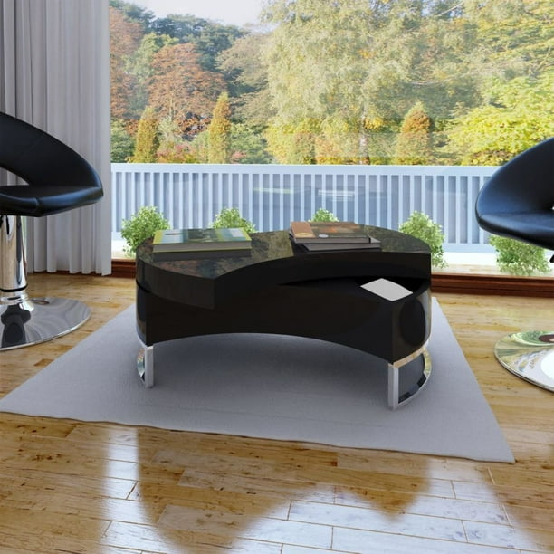 vidaXL Coffee Table ShapeAdjustable High Gloss Black