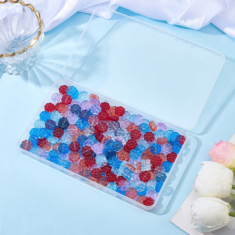 100Pcs Glass Beads Flower Mixed Color 13.5x5.5mm Hole: 1mm