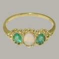 thumbnail image 5 of LBG British Made 10k Yellow Gold Real Genuine Opal & Emerald Womens Promise Ring - 33 size options - Size 8.25, 5 of 6