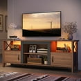 thumbnail image 6 of Bestier Farmhouse LED TV Stand for TVs up to 70" Entertainment Center with Cabinet in Ancona Walnut, 6 of 8