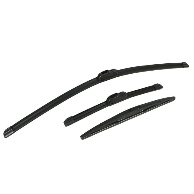 Unique Bargains 3 Pcs 26' 13' 12' Front Rear Windshield Wiper Blade Set Fit for Hyundai Santa with J / U Hook Black