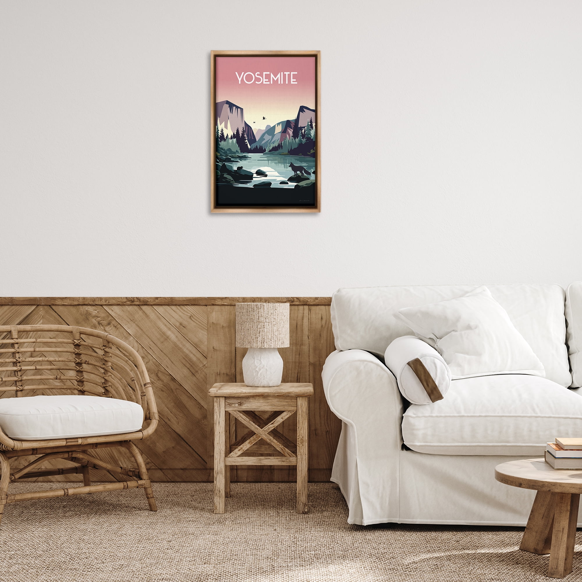 Stupell Industries Yosemite Landmark View Landscape & Nature Painting Brown Floater Framed Canvas Art Print Wall Art, 17 x 25