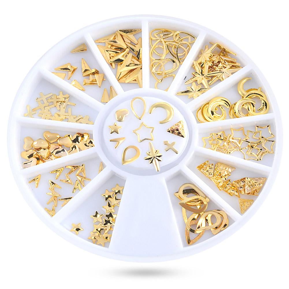 Walfront Gold Metal Rivets Studs Cross Star Moon Heart Nail