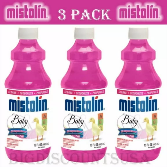 3 Pack Mistolin General All Purpose Cleaning Solution Kit Baby Scent 15 Fl Oz