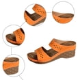 thumbnail image 7 of Slides for Women Bohemian Hollow out Orthopedic Walking Sandals Summer Casual Slip on Platform Wedges Orange Size 7, 7 of 7