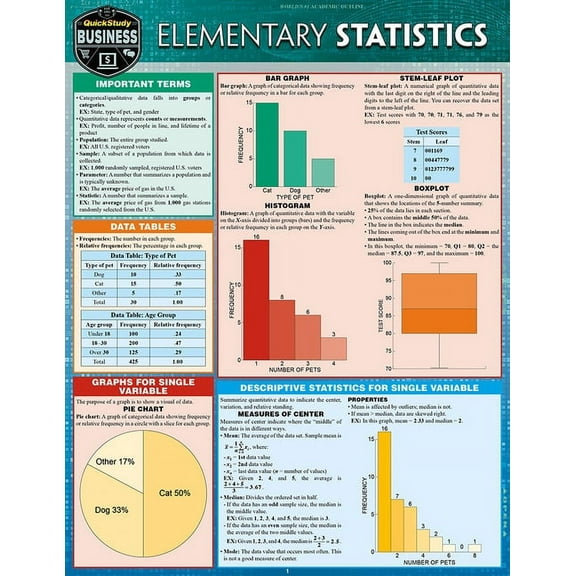 Elementary Statistics : a QuickStudy Laminated Reference Guide (Edition 1) (Other)