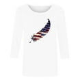 thumbnail image 4 of breaise Women's 4th of July Shirts Plus Size Patriotic USA Flag Pattern Tshirts Loose Fit 3/4 Sleeve Tees Classic Crewneck Blouses Tops Blouses for Women Business Casual Todays, 4 of 4