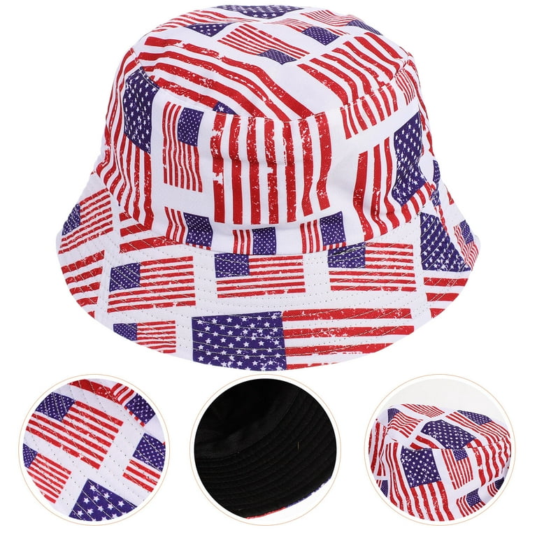 Hat Bucket Cap Sun Fisherman Flag Beach American Crochet Outdoor Fishing  Breathable Independence Fun Protection Camping 
