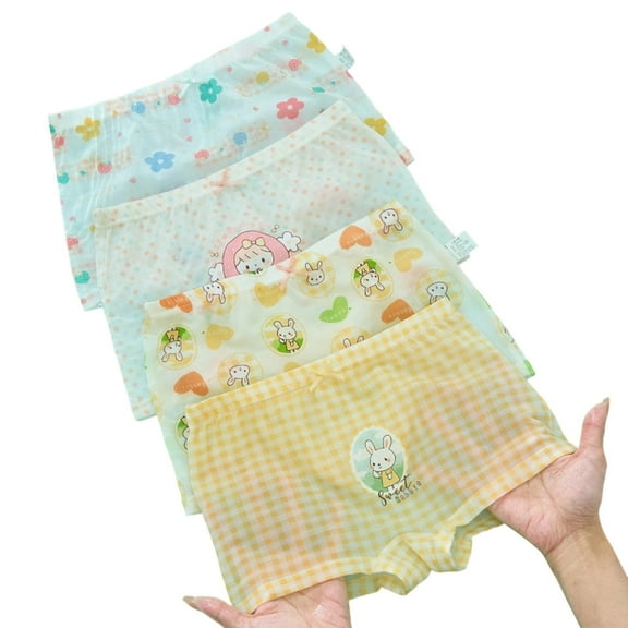lnmuld 4PCS Girls Cotton Boxer Briefs Soft Breathable Underwear Comfortable Everyday Panties for Toddler Kids Loose Fit Summer Shorts Size:10-12 Years