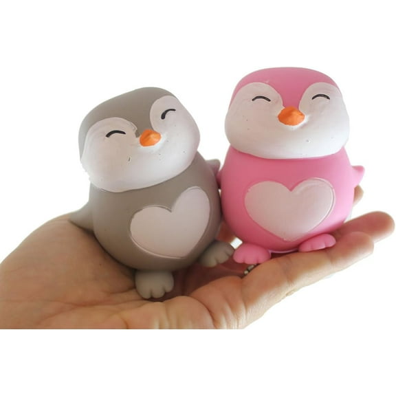 Set of 2 RANDOM Penguin Marshmallow Animal Stress Balls - Ultra Soft Kneadable Fidget Squish Balls - Amazingly Soft