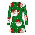 thumbnail image 4 of JGTDBPO Fall Dresses For Women 2023 Plus Size Long Sleeve Round Neck Christmas Printed Knee Length Dress Casual Swing T-Shirt Dress Club Swing Dresses, 4 of 5