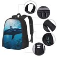 thumbnail image 2 of Balery Ocean Dolphin Fish School Mochila para hombre y mujer - Tela Oxford 600D resistente - Gran capacidad, resistente al agua, ideal para la escuela, viajes y senderismo, 2 of 6