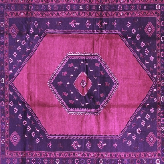 Ahgly Company Indoor Square Medallion Purple Traditional Area Rugs, 3' Square