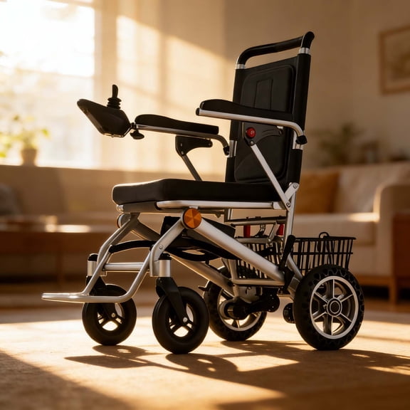 Adult All-Terrain Foldable Power Wheelchair, Heavy-Duty Electric Wheelchair, Lightweight Foldable for Home, Daily & Travel Use