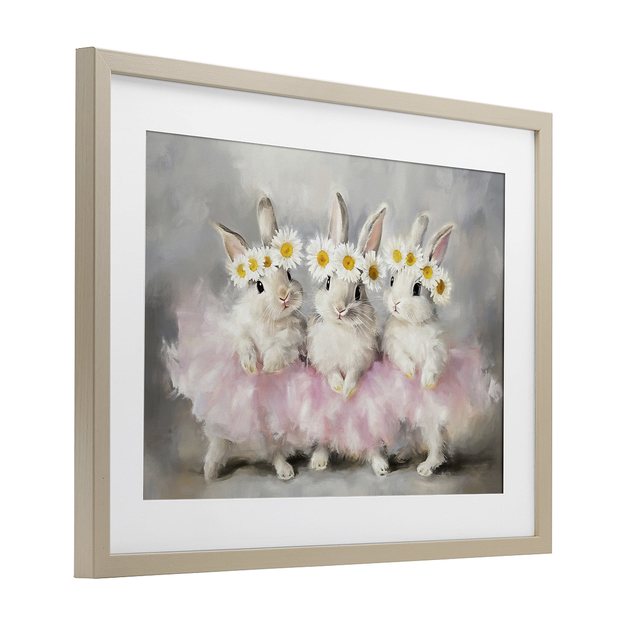 Stupell Industries Dancing Bunnies in Tutus Birch Framed Print Under Glass, design by Tina LeCour