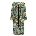 thumbnail image 4 of FKELYI Retro Floral Pumpkin Green Print Women Zip Up Robe Nightgowns Comfy House Coats Sleepwear House Dress Nightwear Long Sleeve Bathrobe with 2 Pockets, XL, 4 of 6