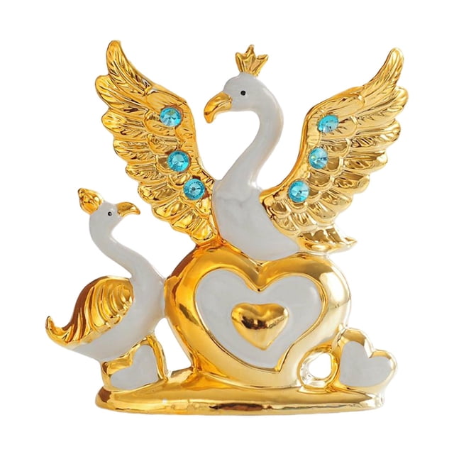 jifeng Figurines de Cygne Décoration Animale Collection Centre de Table Sculptures Statues Or