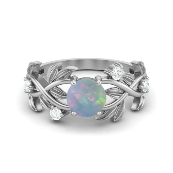 6MM Round Opal 925 Silver Solitaire Women Valentines Day Gifts Classic Valentines Day Gifts Designer Ring