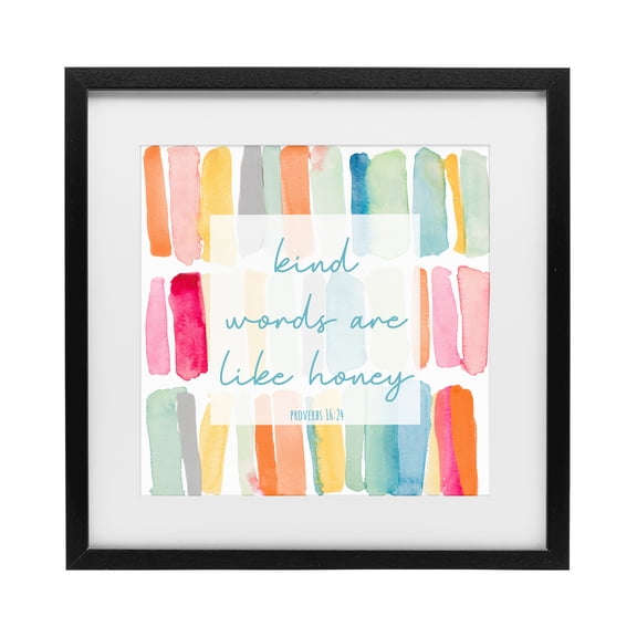 Stupell Industries Contemporary Kind Words Are Like Honey Black Framed Print Under Glass, 13 x 13, by Lanie Loreth