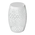 thumbnail image 3 of Hassch Indoor & Outdoor Metal Side Table with Hollw-Out Design, 9.4" Round End Table for Garden, Patio, Balcony, Living Room, White, 3 of 9