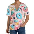 thumbnail image 3 of Naloa Cupcakes and Donuts Men's Loose Fit Cuban Collar Short-Sleeve Shirt with Button-down and Chest Pocket for Everyday Wear Outings - Medium, 3 of 7