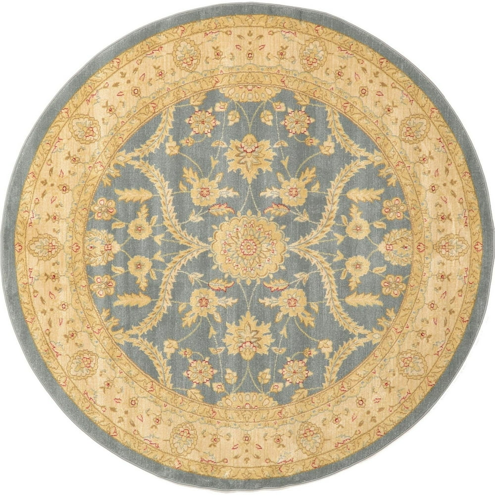 Unique Loom Edinburgh Round Floral Traditional Area Rugs, Gray