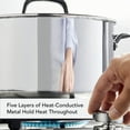 thumbnail image 4 of KitchenAid 5-Ply Clad 8 Quart Stainless Steel Stockpot with Lid, Induction Compatible, Dishwasher Safe, Metal Utensil, Broiler and Oven Safe to 500°F, Polished Stainless Steel, 4 of 11