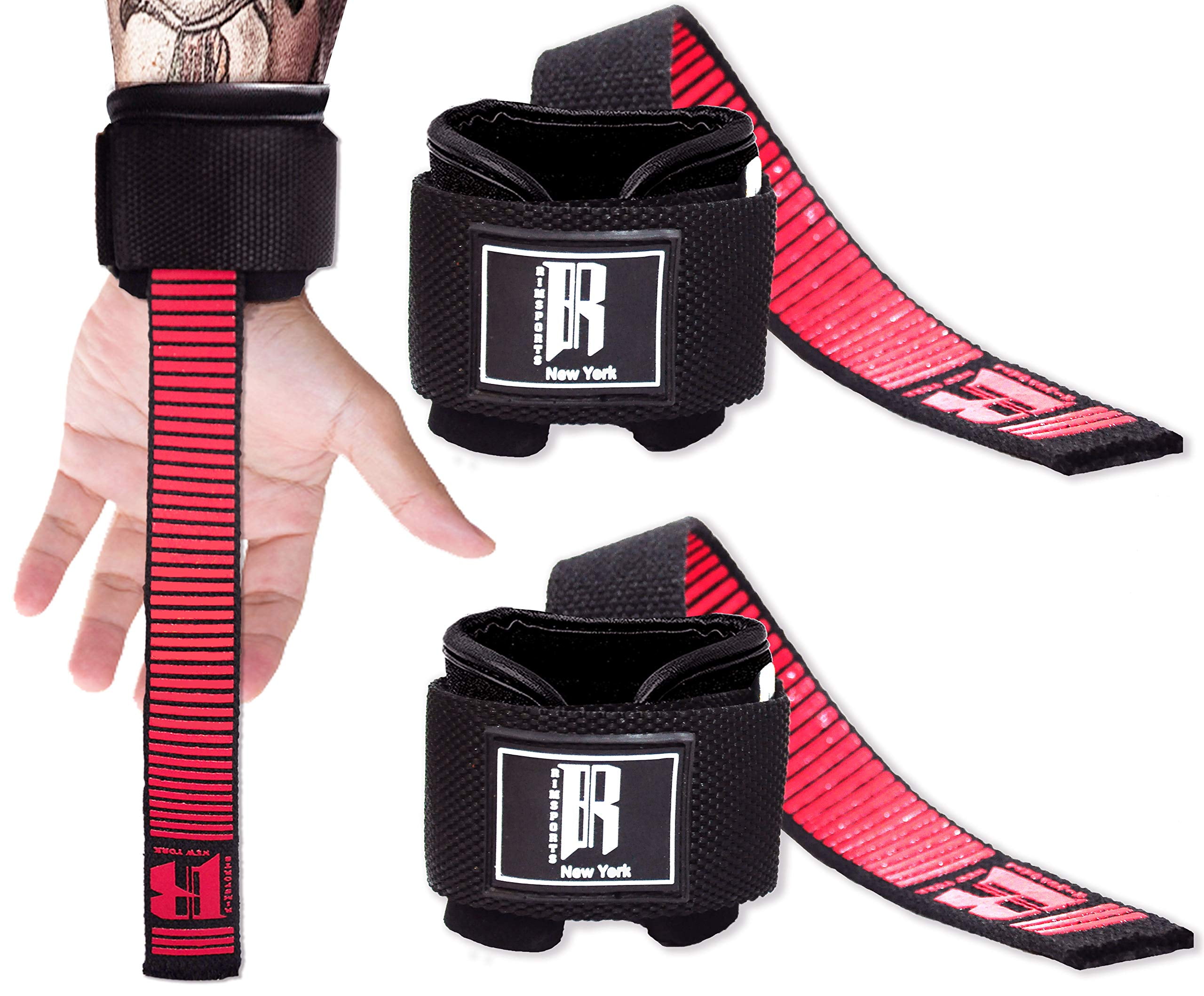 RIMSports Weight Lifting Gym Deadlift Wrist Straps for Powerlifting Bodybuilding 