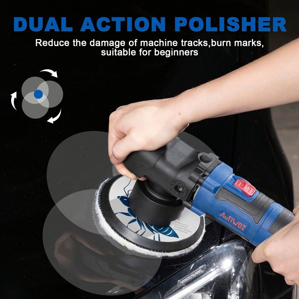 AUTIWOZ 6" Dual Action Electric Car Polisher Buffer Sander Waxer 4500 RPM 800W
