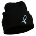 thumbnail image 5 of Cancer Color Ribbon Embroidered Long Beanie - Light Blue OSFM, 5 of 5