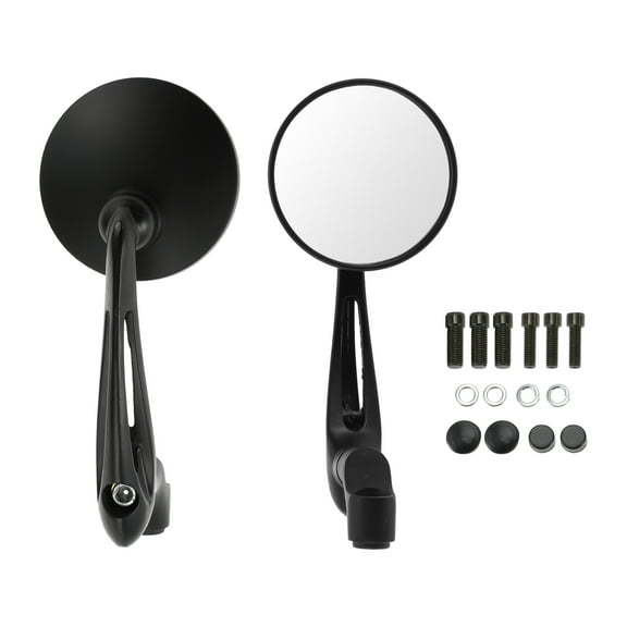 Unique Bargains 1 Set Motorcycle Rear View Mirrors Handlebar Mirrors Universal Adjustable Plastic Black M8/M10 Round Shape