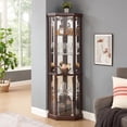 thumbnail image 6 of Lighted Corner Curio Cabinet,Corner Display Cabinet with Tempered Glass Doors Mirrored Back Panel Adjustable Shelves,16.46" L X 16.46" W X 69.84" H(Dark Cherry), 6 of 7