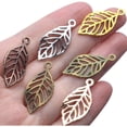 thumbnail image 7 of Hollow Leaf Charms,60pcs Tibetan Style Leaf Charms Mixed Vintage Filigree Leaves Pendants Craft Supples for DIY Jewelry Necklace Bracelet Earring,6 Colors,29x13mm, 7 of 7