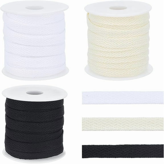 32.8 Yards 3 Colors Flat Drawstring Rope Replacement 0.31 Inch Soft Drawstring Cord Drawstring Polyester Strap