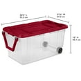 thumbnail image 3 of Sterilite 160 Quart Wheeled Storage Box, Extra Large Durable Clear Bin with Latch Lid, Ideal for Bulky Holiday Items and Outdoor Décor, Red, 3 of 8