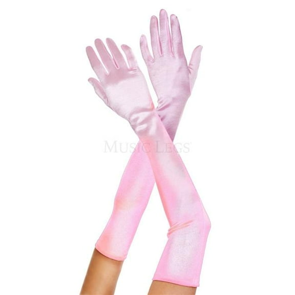 Sky Hosiery 452-PINK Extra Long Satin Gloves, Pink