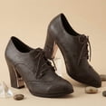 thumbnail image 3 of SACFOF Women's Chunky High Heel Oxford Pump Lace Up Wingtip Perforated Platform Vintage Brogues Dress Shoes, 3 of 6