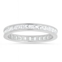 Kylie Harper Sterling Silver Princess-cut CZ Eternity Band Ring