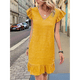 thumbnail image 5 of Vestidos de Verano para Mujer, Cuello en V, Corta, Dobladillo con Volantes, Vestido Camisero Amarillo L, 5 of 8