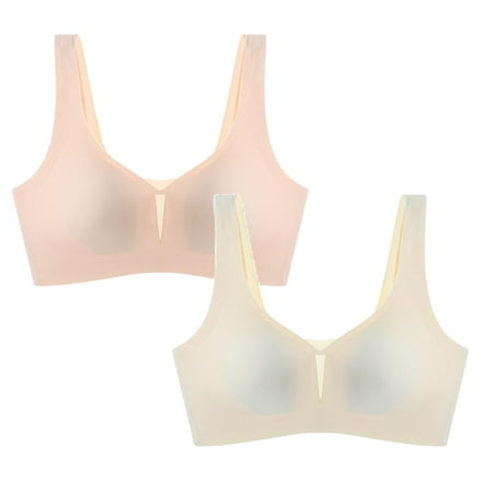LUOGENLI Women Bralette Padded Ladies Seamless Beauty Back Underwear No Steel Ring Sports Bra Sexy Push up Comfortable Underwear 2Pcs Women Bras No Underwire XXXXXL