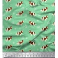 thumbnail image 1 of Soimoi Green polyester Crepe Fabric Bird,Paw & Cocker Spaniel Dog Print Fabric by Yard 52 Inch Wide, 1 of 1