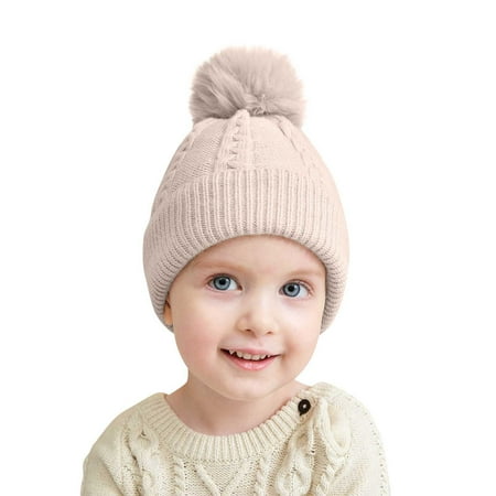 

EHTMSAK Children Winter Pompom Cap Infant Baby Toddler Beanie Ski Knitted Hat for Girl Boy Khaki 6M-3Y One Size
