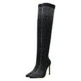 thumbnail image 1 of par de botas puntiagudas de tacón alto para mujer con diamantes de imitación (negro), 1 of 8