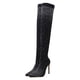 thumbnail image 1 of par de botas puntiagudas de tacón alto para mujer con diamantes de imitación (negro), 1 of 8