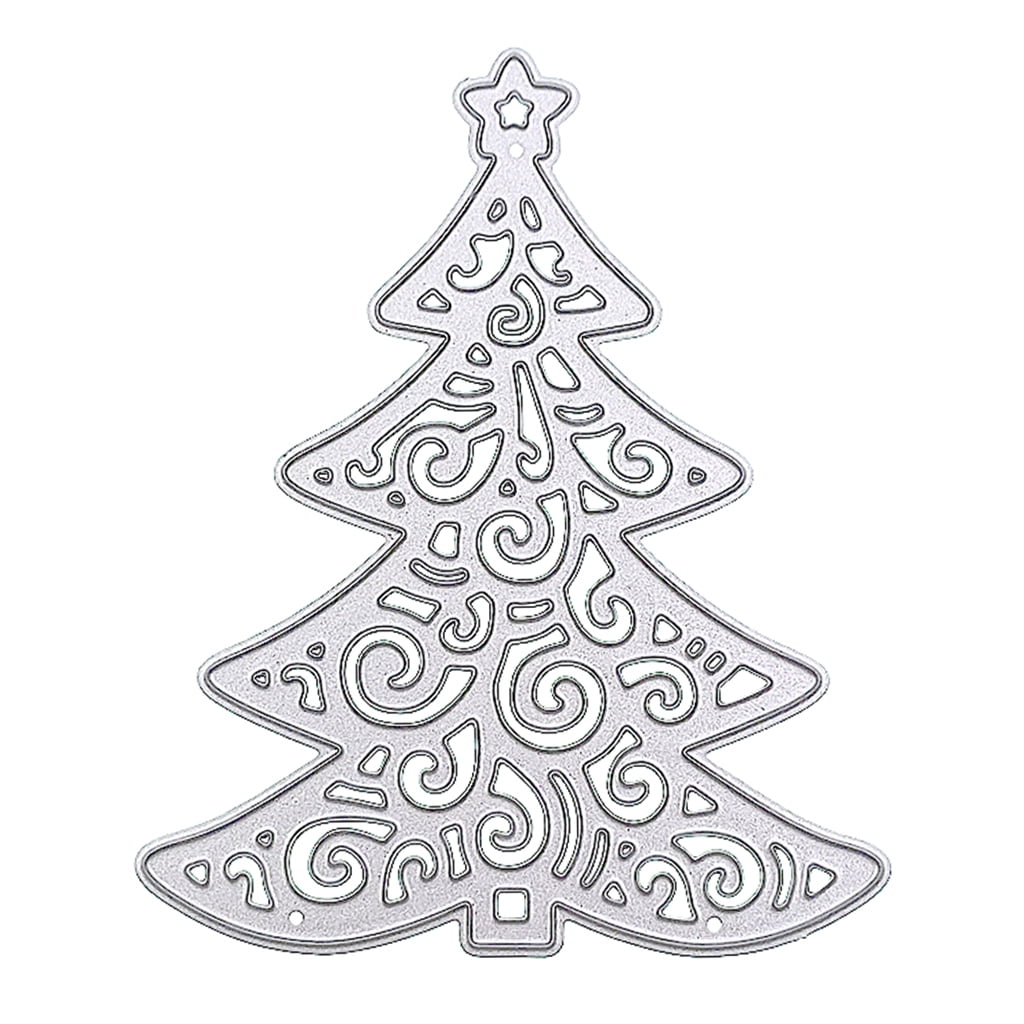 Christmas Tree Border Frame Metal Die-Cut Border Cutting Stencils for ...