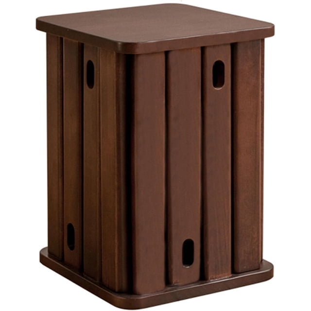 Stackable Stools Set of 4-in-1 Wooden Stool Side Table, Farmhouse Stackable Side Tables, Walnut Coffee Table with Stools Nesting End Table Set Mid Century Modern Nightstand, Round Small Square Black