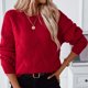 thumbnail image 5 of Suéter de cuello redondo para mujer, suéter de punto de color liso, jersey de cuello redondo, blusa de manga larga para mujer, 5 of 8