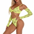 thumbnail image 3 of Traje de ropa interior Sexy Hollow Lace Perspectiva Lencería Mujer Ropa de dormir, M, Verde Scienceny XX000098-06, 3 of 7